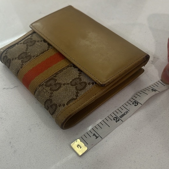 GUCCI authentic women's beige brown guccisima web signature wallet - Picture 9 of 16